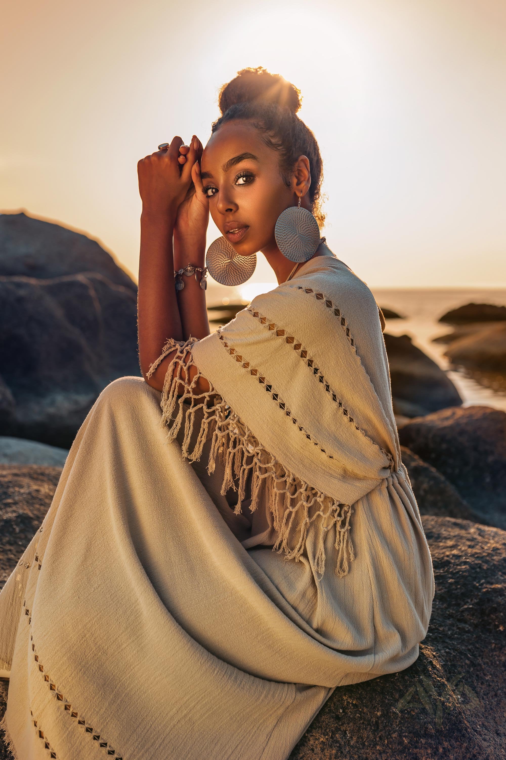 Cream Sage Kaftan Dress Handwoven Organic Cotton Maxi