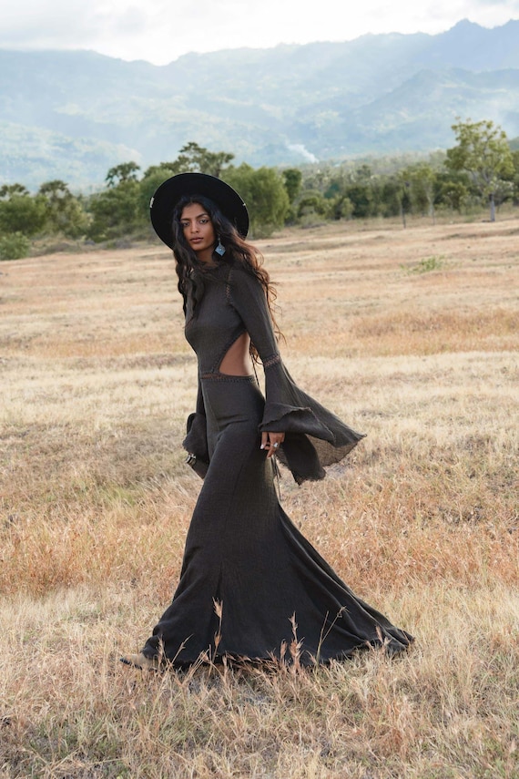 backless linen maxi dress Cotton & Linen Backless Long Dress
