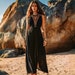 Black Wedding Dress • Boho Dress • Goddess Dress • Wedding Guest Dress • Deep V Halter Dress • Witchy Dresses for Women • Black Prom Dress 