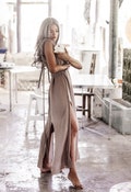 Grey Boho Bridesmaid Dress Adjustable Plus Size Minimalist Organic Prom Maxi Wedding Guest Women product logo