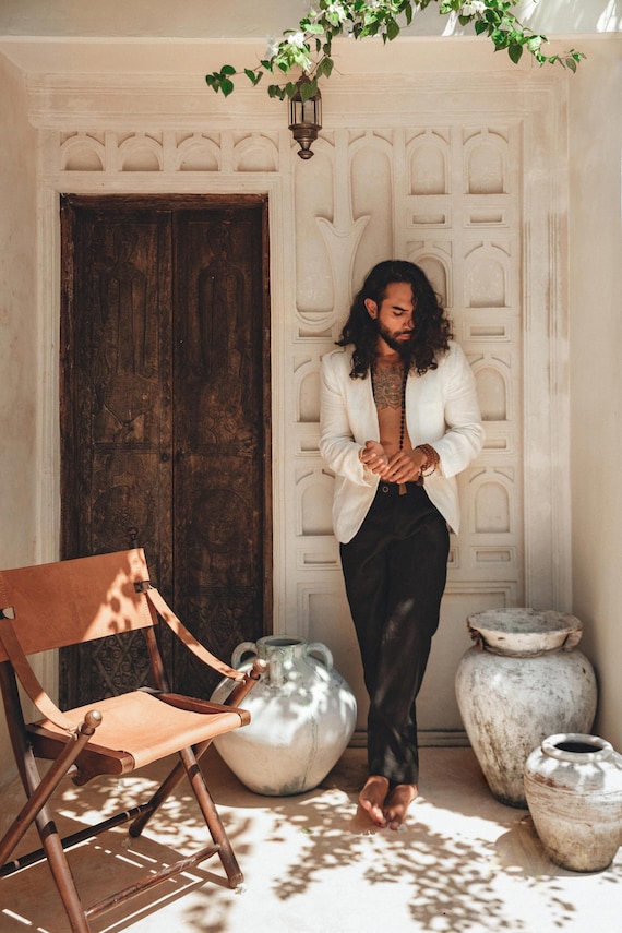 Mens white linen jacket cheap blazer