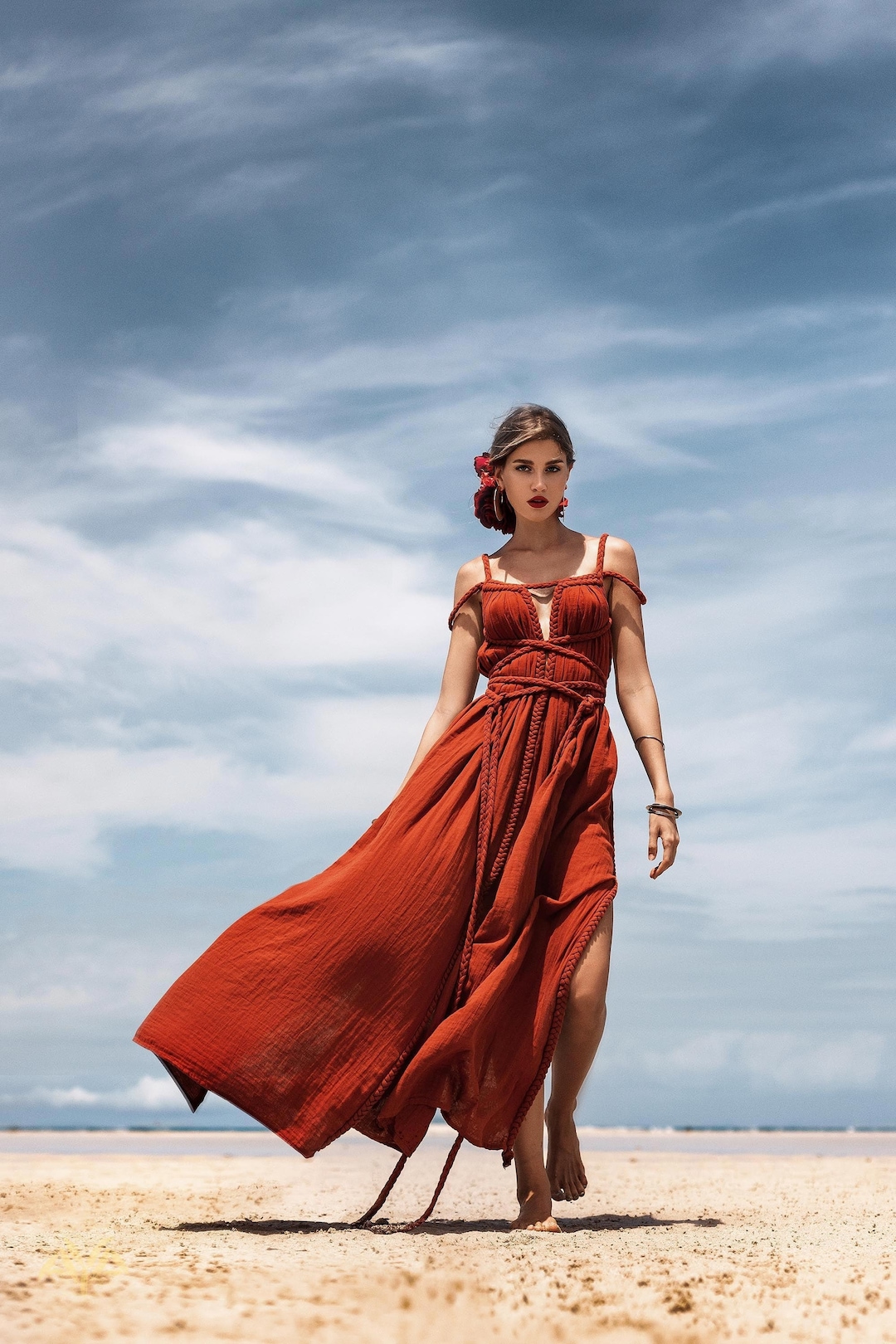 Vestido diosa griega roja Vestido de honor boho - España