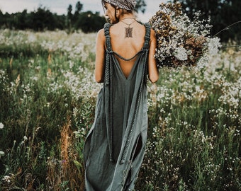 Green Organic Cotton Multiway Dress • Adjustable Bohemian Gown • Greek Goddess Gown • Bohemian Bridesmaid Dress