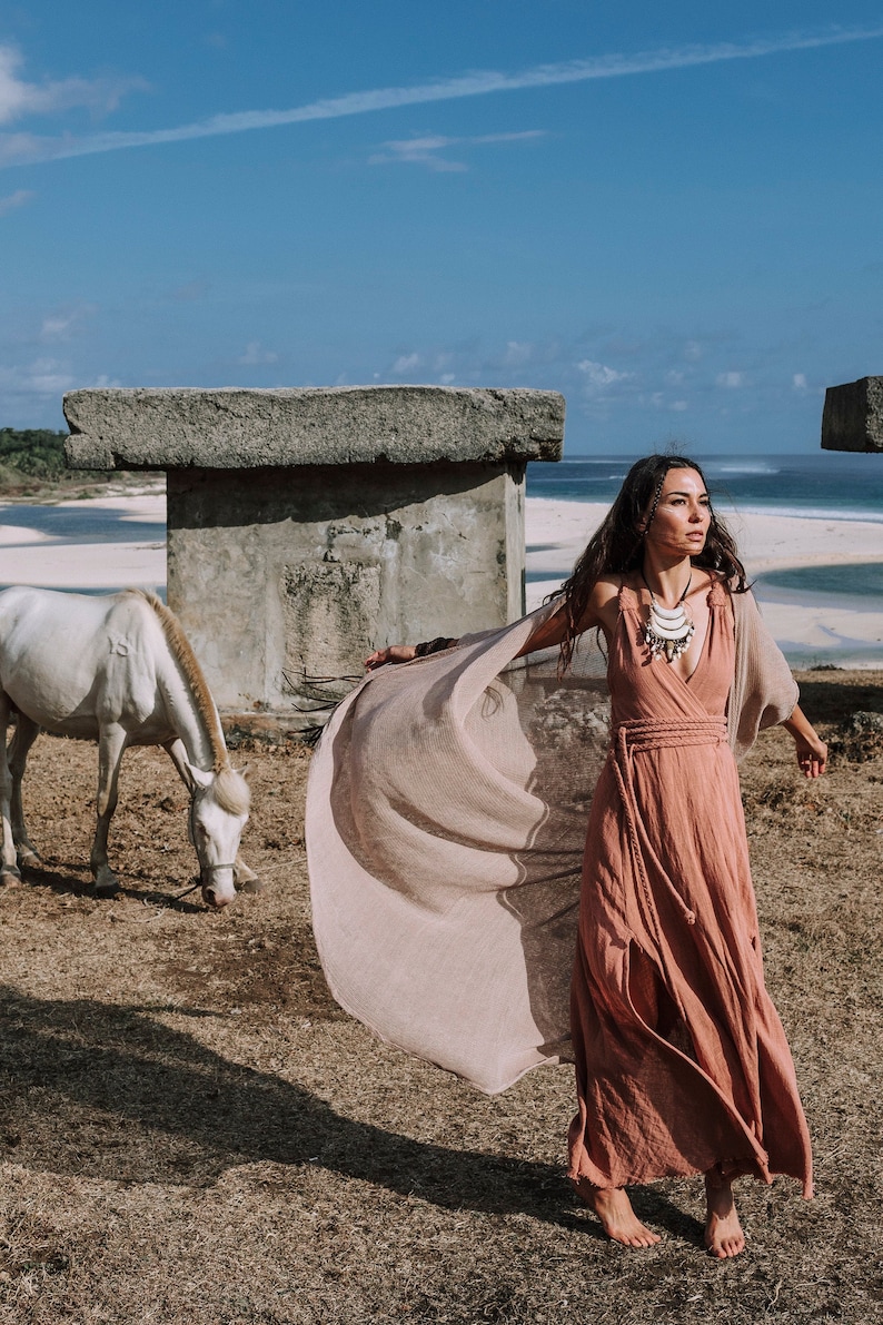 Dusty Pink Boho Dress Boho Bridesmaid Dress Wrap Boho Etsy