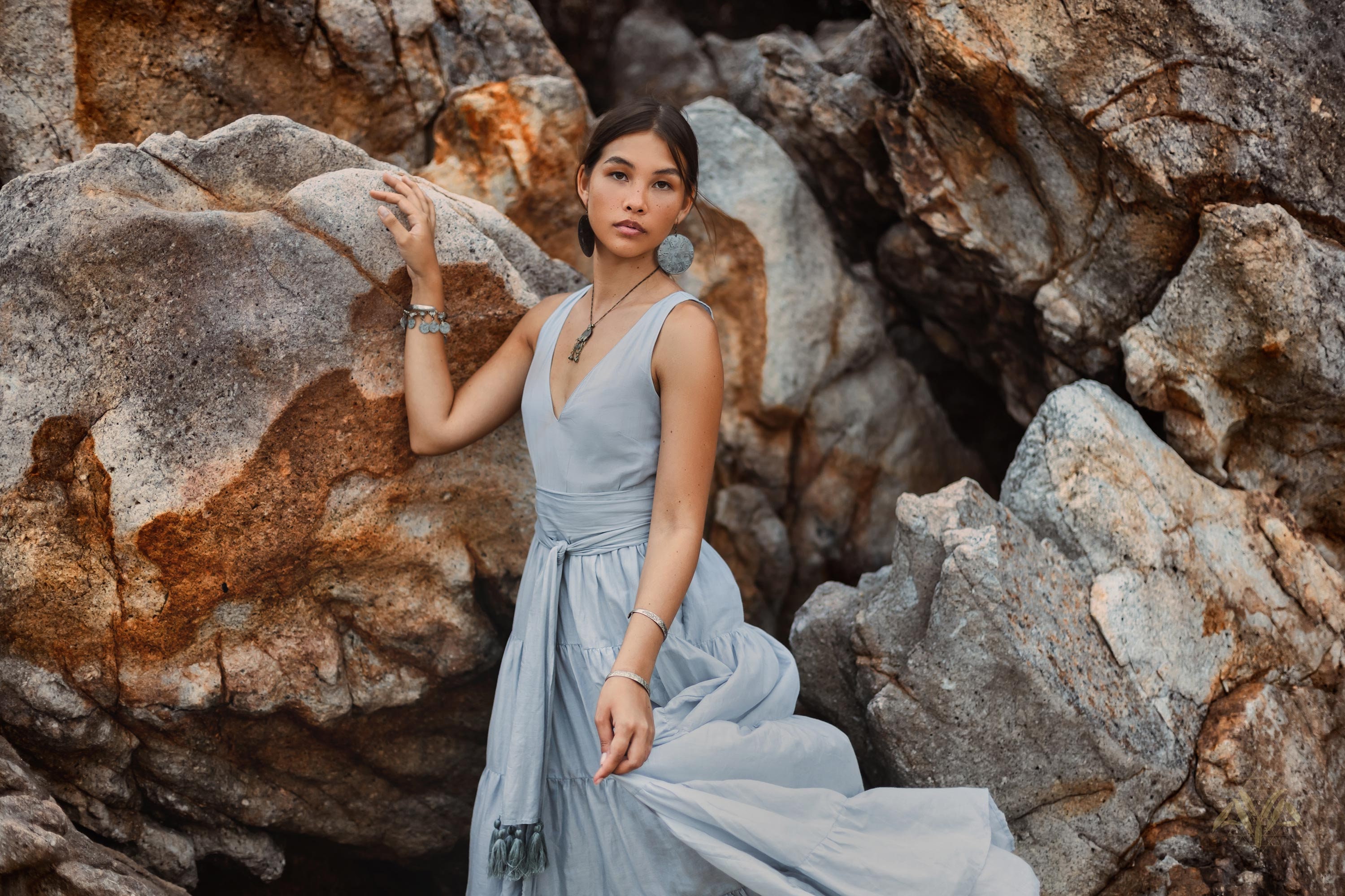 Dusty Blue Dress * Boho Vintage Bridesmaid * Ethereal Maxi * Open Back Sleeveless Plus Size Dusty Blue Dress * Boho Vintage Bridesmaid * Ethereal Maxi * Open Back Sleeveless Plus Size