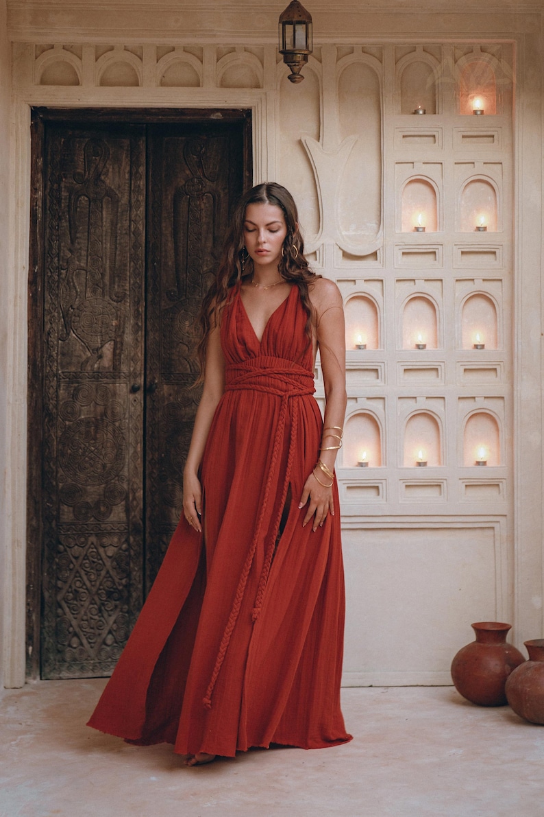 Get ready for any special occasion in our grecian inspired dress! Crafted from organic handwoven cotton, it will bring out your inner goddess.