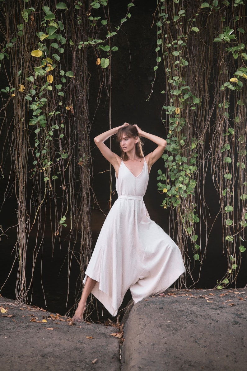 Linen Jumpsuit Dress Linen Wedding Guest Romper Bridesmaid Etsy