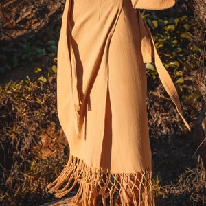 Unique and stylish Bohemian kimono Skirt handcrafted with raw sustainable cotton.