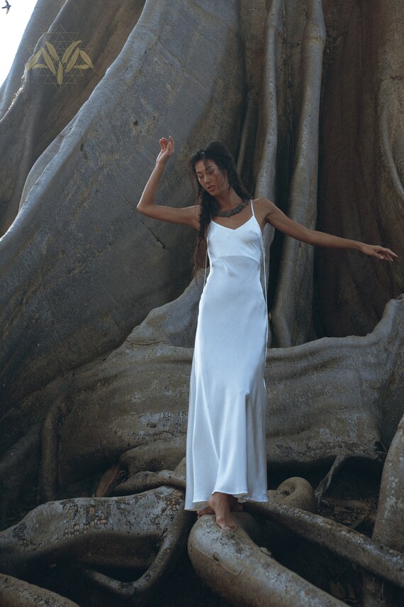 Peace Silk Wedding Dress White Slip 