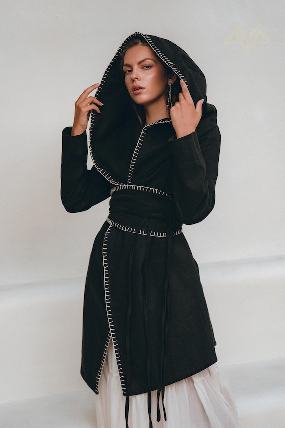 Hooded kimono jacket top