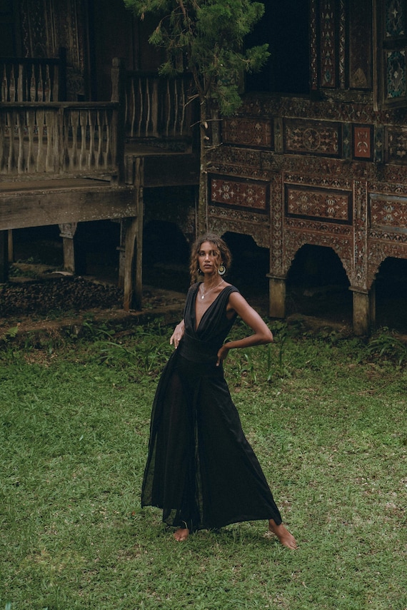 Black boho jumpsuit Clearance