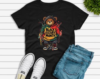 Camiseta de oso de la historia afroamericana, oso de peluche BHM, Mes de la Historia Afroamericana, Soy historia afroamericana