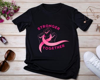 Camiseta de concientización sobre el cáncer de mama, camiseta contra el cáncer "Juntos somos más fuertes", regalos de apoyo contra el cáncer