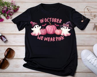 Camiseta de concientización sobre el cáncer de mama, regalos de apoyo contra el cáncer, en octubre nos vestimos de rosa