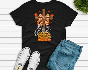 Camiseta "Enamórate de Jesús", camiseta de otoño, camiseta de Acción de Gracias, camiseta de Jesús, camiseta de otoño
