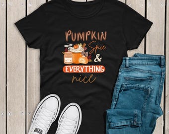 Camiseta de calabaza y especias, camiseta de Acción de Gracias, camiseta bonita de otoño, camiseta de calabaza