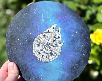 Millenium Falcon // Chewie and Han Solo // Star Wars original painted artwork