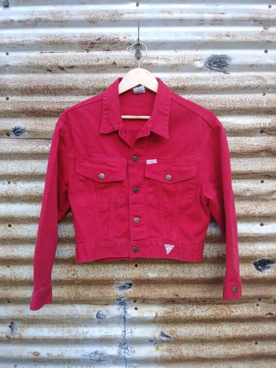 guess red denim jacket