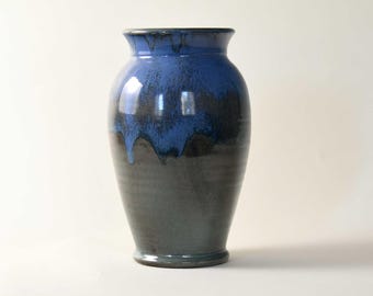 Shearwater Pottery Signierte 94 JA ( Jim Anderson ) Blau / Grün Drip Große Vase
