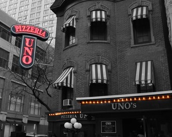 Pizzeria Uno Chicago Print (5x7, 8x10, 11x14),  Chicago Deep Dish Pizza Restaurant Photograph, Cityscape Wall Art