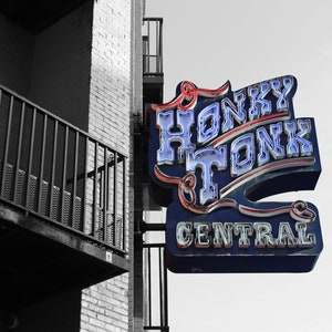 Honky Tonk Nashville Print || Broadway Street Tennessee Photo (4x6, 5x7, 8x10, 11x14) || Country Music Wall Art || Black & White Photography