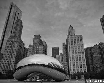 Chicago Bean Print: Cloud Gate B&W Photography (5x7, 8x10, 11x14)