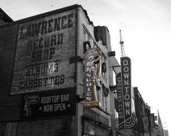 Nudie's Bar Print: Broadway Street, Nashville - Black & White Photography