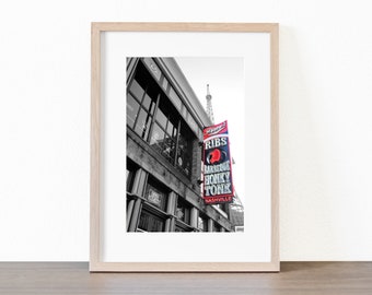 Nashville Broadway Print: Rippy's Honky Tonk, Black & White Photography