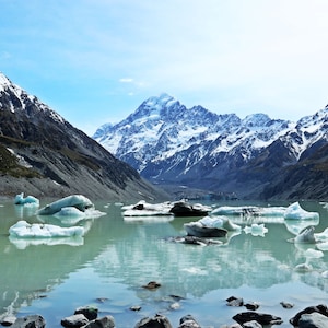 Mt. Cook New Zealand Professional Print (5x7, 8x10, 11x14) - Melting Glacier - Amazing Nature Landscape Wall Art Photograph