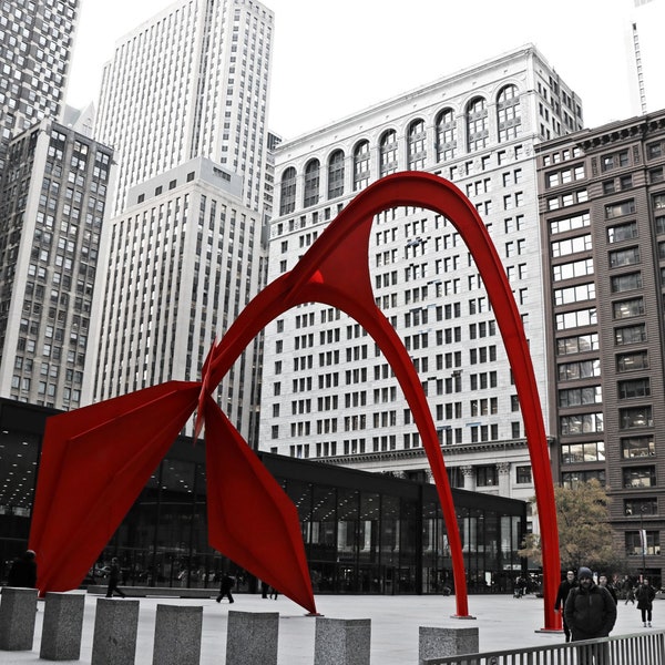 Calder's Flamingo Chicago Illinois - Professional Print (5x7, 8x10, 11x14) - Sculpture by Alexander Calder, Chicago Photography, Wall Art