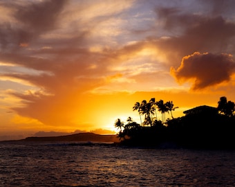 Kauai Sunset Photo Print: Tropische hawaiianische Landschaftskunst