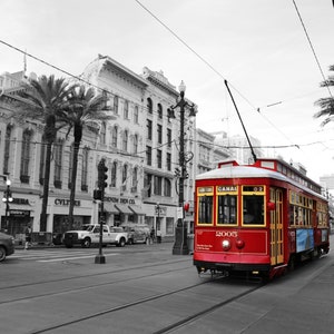 Impressão Canal Streetcar || Impressão NOLA French Quarter (5x7, 8x10, 11x14) || Fotografia em preto e branco || Decoração para casa em Nova Orleans