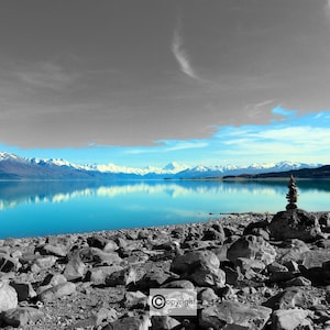 Mt. Cook New Zealand Professional Print (5x7, 8x10, 11x14) - Crystal Blue Water Photo - Nature Landscape Wall Art Photograph