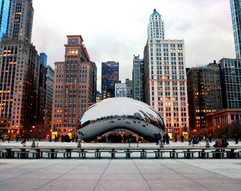 Cloud Gate Print  || Chicago Bean Photograph || Chicago Home Decor || Chicago Photography (5x7, 8x10, 11x14) || B&W Wall Art Photography
