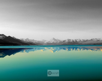 Mount Cook Print, New Zealand Mountain Lake Photography