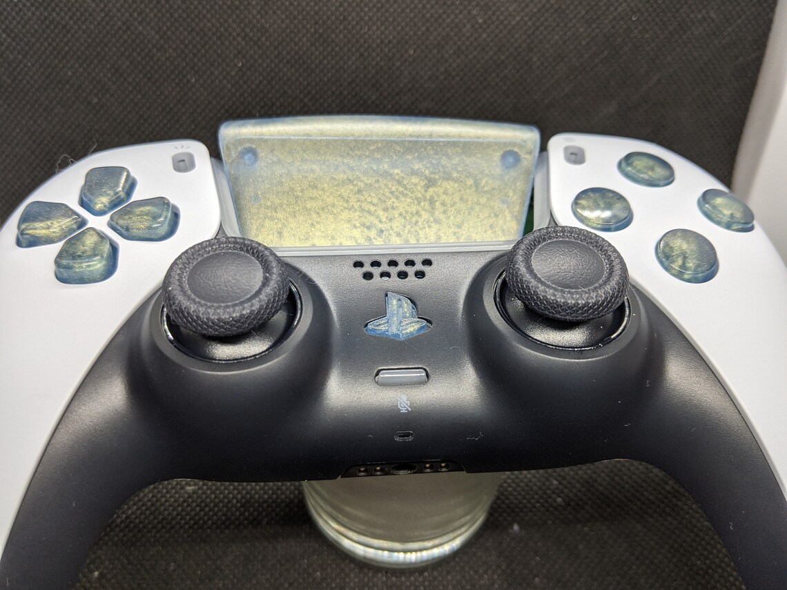 PS5 Dualsense Cast Resin Buttons Blue/gold Pearl Face Etsy
