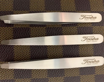 TOOBA Eyebrow Tweezer-Slant Tip Tweezer-Best Precision Stainless Steel Tweezers-Set of Three Tweezers