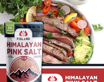 FIGLAND Himalayan Pink Salt 2 LB 100% Natural Salt Gourmet Vegan Halal Kosher 84 Minerals.