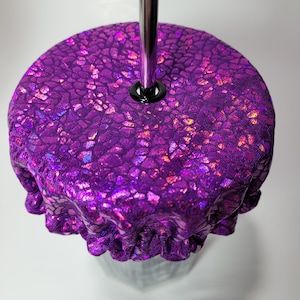 2 Purple Holographic Foil fabric Reusable Drink topper