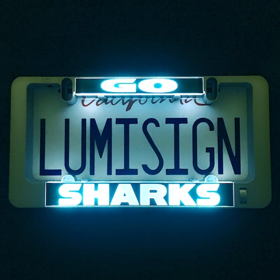 Sharks License Plate Frame Lights up While Decelerating No Wires