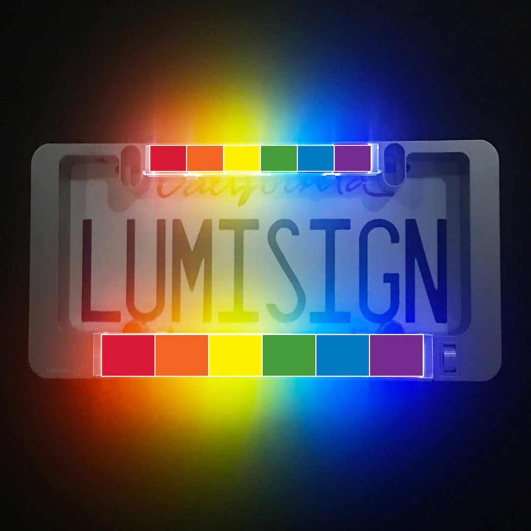 Pride Rainbow License Plate Frame Lights up While - Etsy
