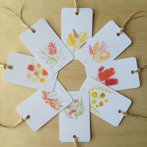 Gift Tags Botanicals White x8