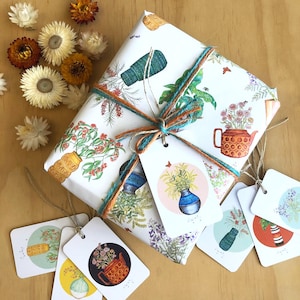 New! Christmas Flowerpots Wrapping Paper