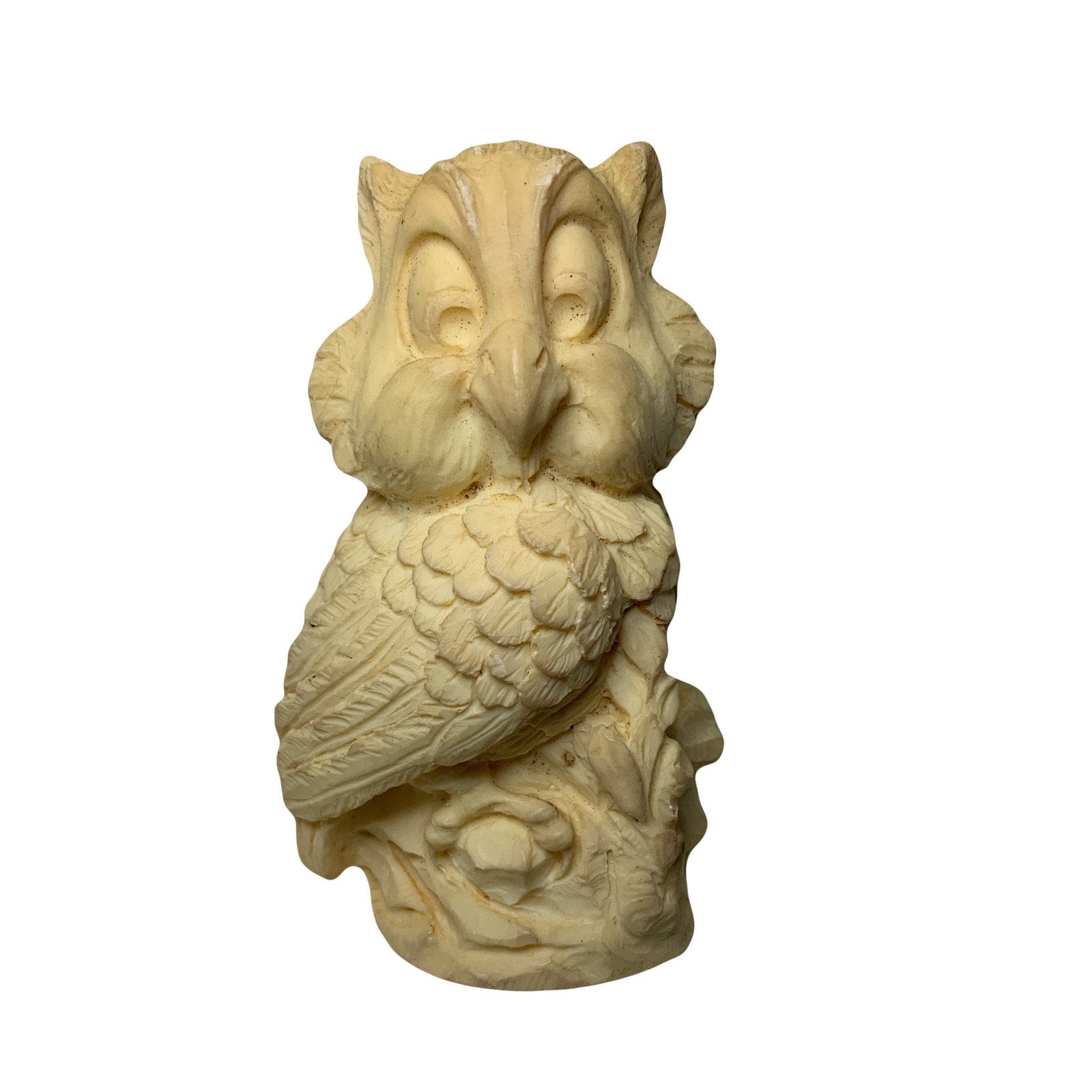 Vintage Cute A. Santini Carved Owl Figurine Sculpture Italy Cream Color