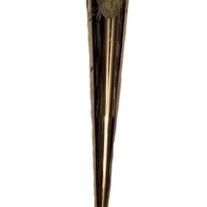 Vintage Mueller Candlelite Crystal Tall Vase Hand Blown Gold Tone Etched Roses