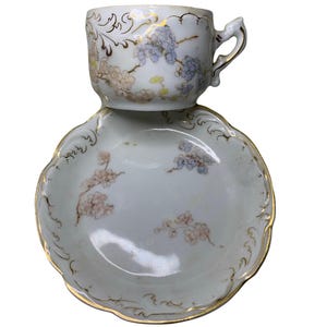 Antieke R&C Rosenthal Demitasse kop en schotel delicate bloemen Duitsland