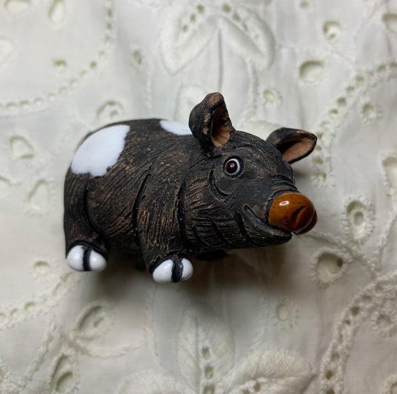 Vintage LEPS of Peru Brown Spotted Pig Folk Art Handmade Clay - Etsy
