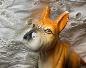 ヴィンテージセラミック製ボクサー犬の子犬の置物 - Etsy 日本