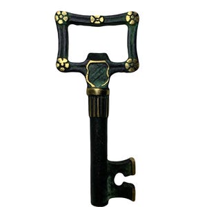 Vintage Cast Iron Key Shaped Bottle Opener Gold Tone And Black