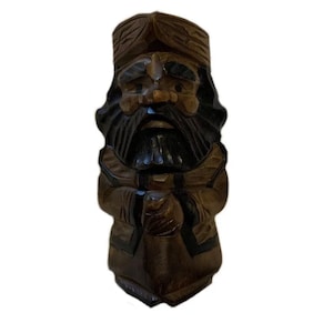 Vintage Japanese Wooden Male Kokeshi Carving Hokkaido Ainu Nipopo Man Folk Art